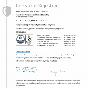 Certyfikat Rejestracji ISOQAR