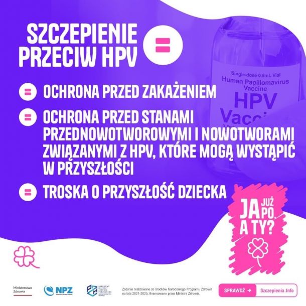Informacja o szczepieniach przeciw HPV, ochrona przed zakażeniem, stanami przednowotworowymi i nowotworami związanymi z HPV, troszka o przyszłość dziecka