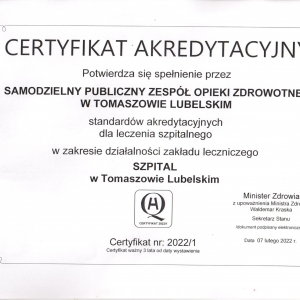 Certyfikat Akredytacyjny 2022/1